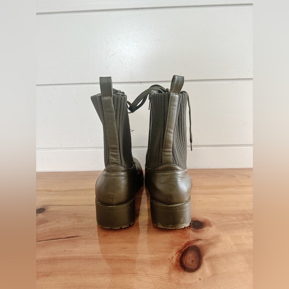 Army Green Combat Boots - Lace Front/Side Zip - Penn 8WW - Picture 3 of 11